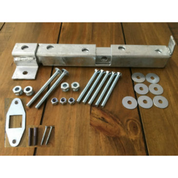 Crookstoppers door or gate bolt with all fixings, bracket and plate.